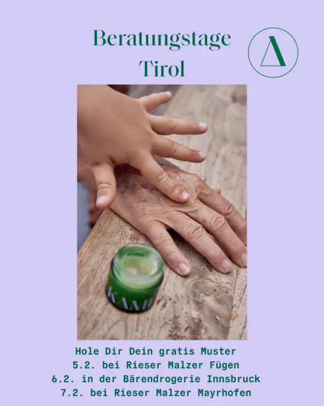 Problemhaut? Jetzt kannst Du KAMI, die natürliche Pflege aus Österreich ausprobieren, hole Dir dein Gratismuster!
Wir beraten am 5.2. Nachmittag bei Rieser Malzer in Fügen, am 6.2. ganztägig in der Bärendrogerie Innsbruck und am 7.2. ganztägig bei Rieser Malzer in Mayrhofen.
🎁 bei Kauf von 2 KAMI Produkten gibt es außerdem 1 SOS Hautpflegeöl Roll On GRATIS!
@riesermalzer @baerendrogerie_innsbruck 
#kamihilft #naturkosmetik #madeinaustria #neurodermitis